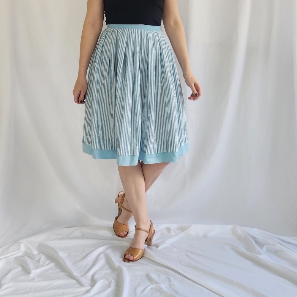 60s Blue and White Striped‎ Home Made Skirt